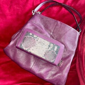 Coach PhoebeShoulder Bag in Exotic Trim Leather and matching wallet